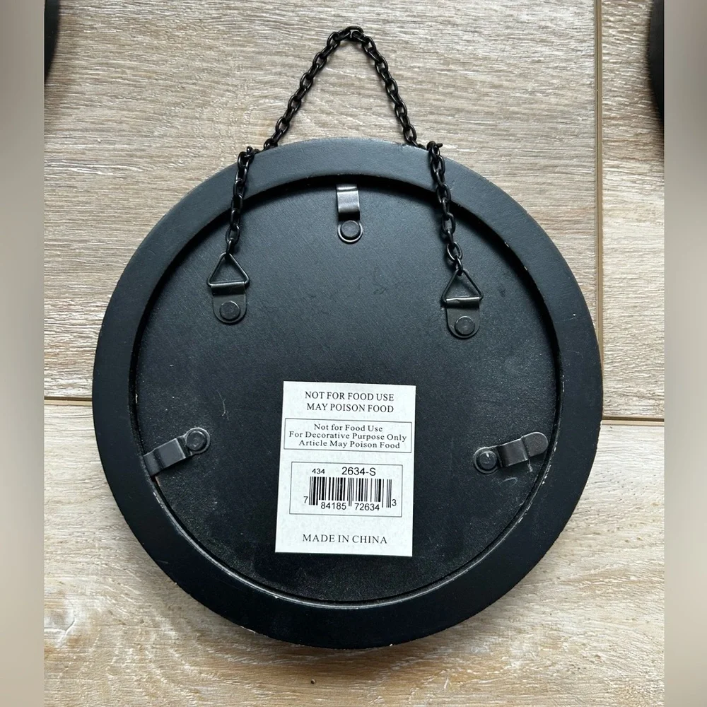Black Wood Round Wall Mirrors - Set of 3